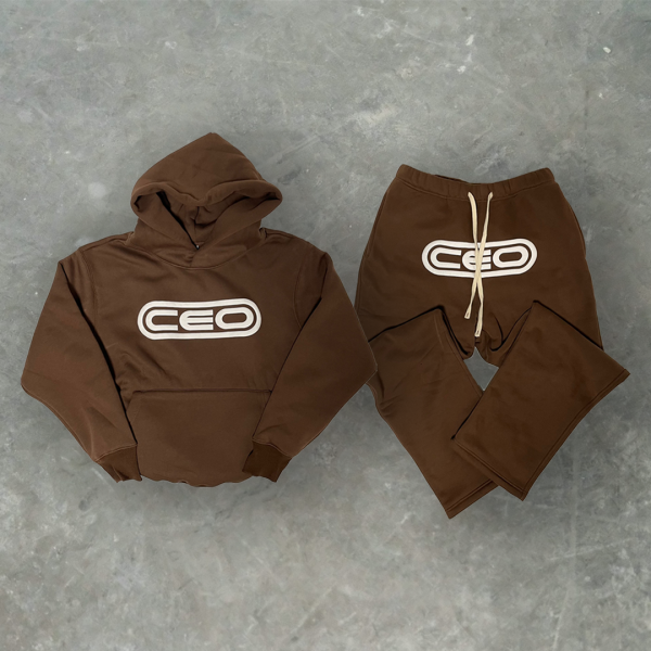 틴스튜디오,[set] CEO Sweat Hoodie / Baggy Pants (Brown)