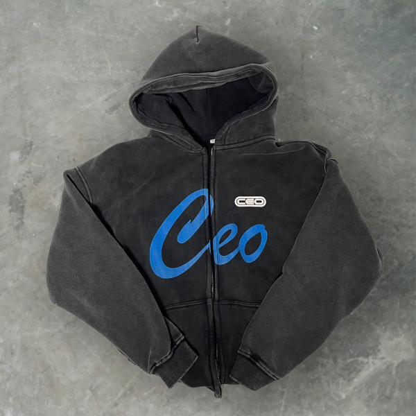 틴스튜디오,CEO Damaged Hood Jacket (Black)