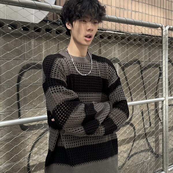 틴스튜디오,85.com striped mesh knit