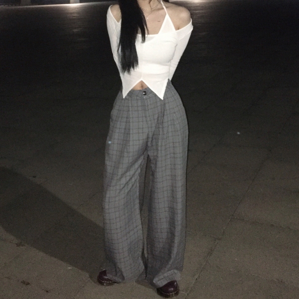 틴스튜디오,MRT checkered slacks